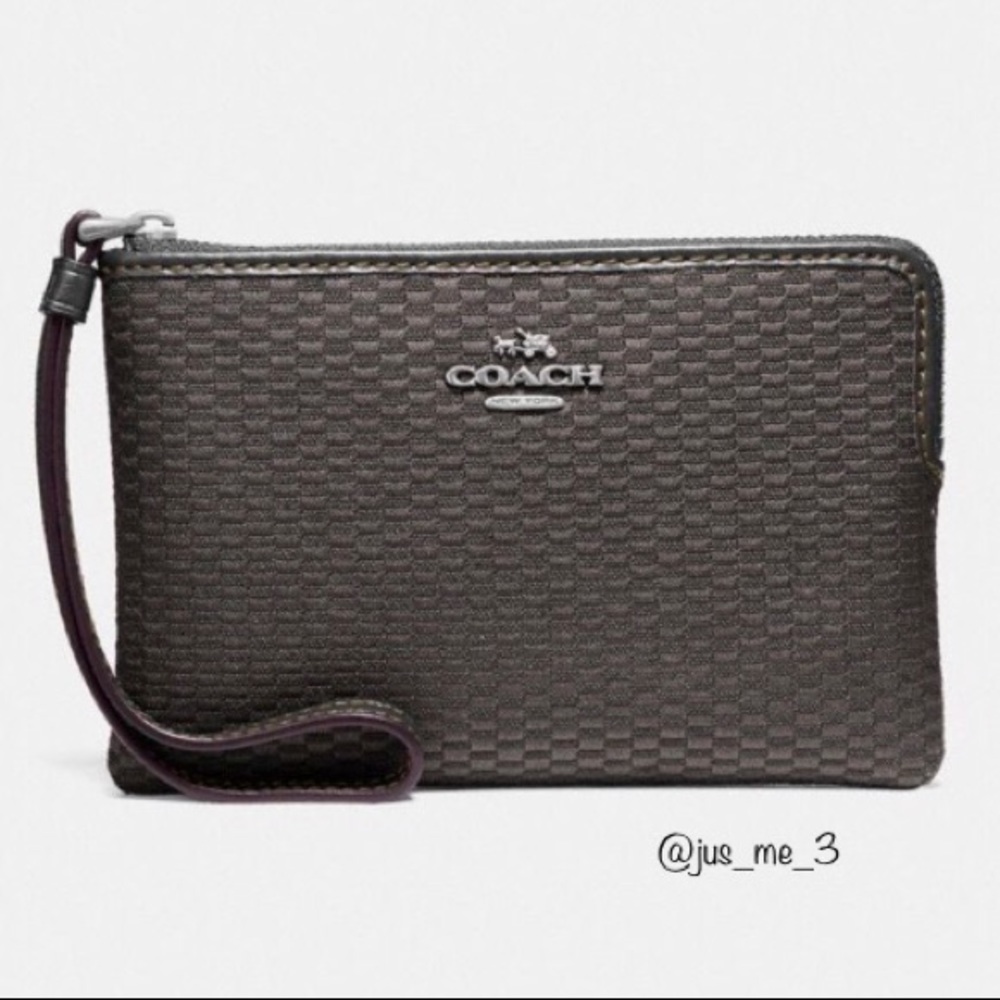Coach Legacy Jaquard Wristlet Gray/Black/Silver - Picture 1 of 8